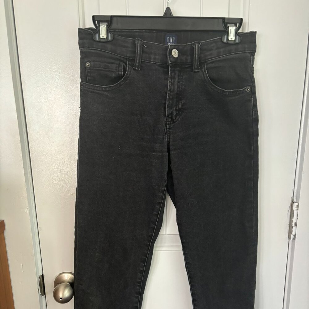 Gap Denim Black Straighter Leg, Cropped Raw Hem